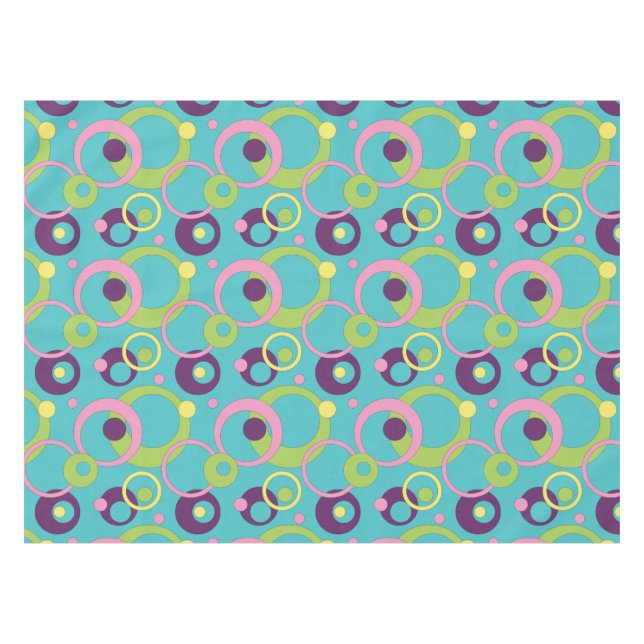 Mantel de Círculos Azules Funky (Frente (Horizontal))