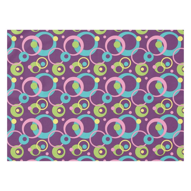 Mantel de Círculos Morados Funky (Frente (Horizontal))