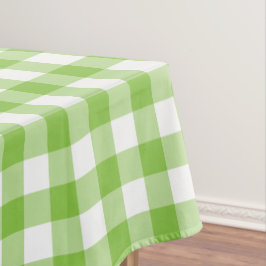 Mantel de cuadros blanco y verde gingham