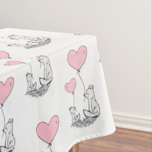Mantel de día de San Valentín Corazones Rosas Foxy
