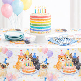 Mantel de fiesta de cumpleaños de gato para niñas 