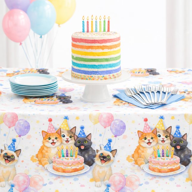 Mantel de fiesta de cumpleaños de gato para niñas  (Subido por el creador)
