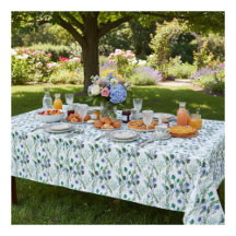 Mantel de flores silvestres acuarela verde azul