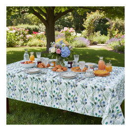 Mantel de flores silvestres acuarela verde azul