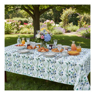 Mantel de flores silvestres acuarela verde azul
