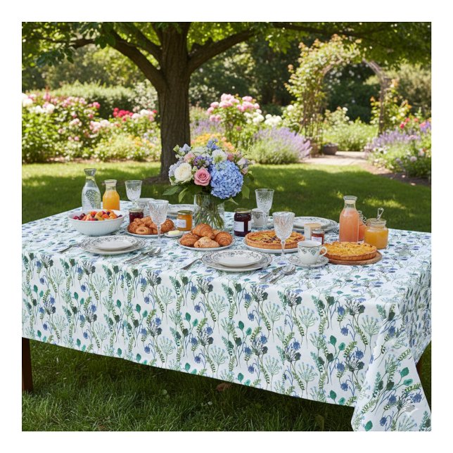 Mantel de flores silvestres acuarela verde azul (Subido por el creador)