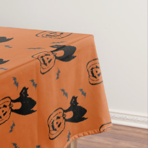 Mantel de Halloween de calabaza y gato negro