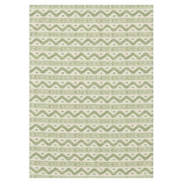 Mantel de ikat verde y crema, tejido a gran escala