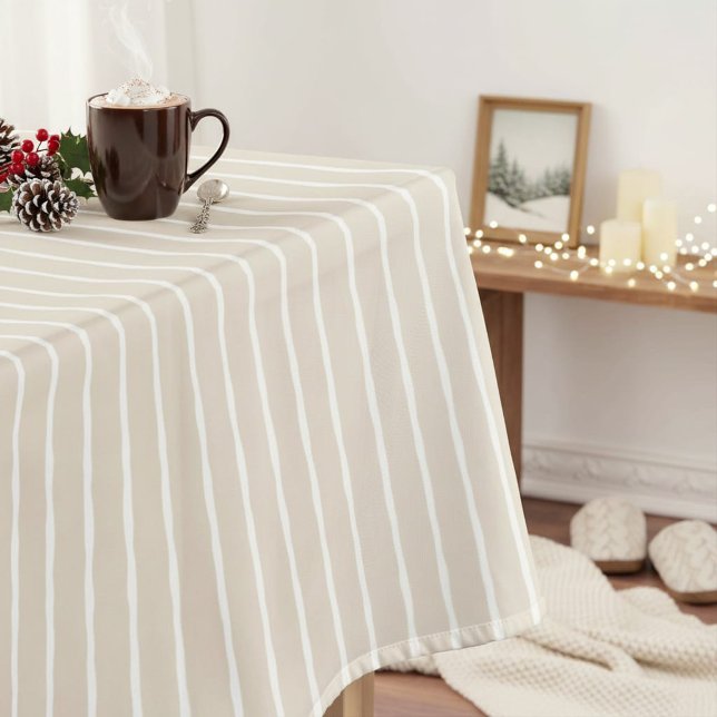 Mantel de mesa a rayas beige luz moderno (Subido por el creador)