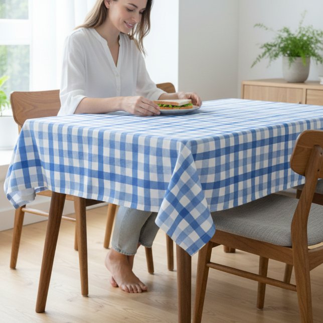 Mantel de Mesa con Patrón Azul Cielo y Blanco para (Sky Blue and White Pattern Tablecloth Dining Set)