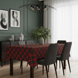 Mantel de mesa con patrón rojo, negro y verde
