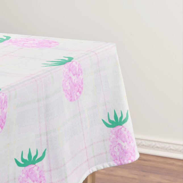 Mantel de mesa de cuadros de piña rosa para fiesta (In Situ)