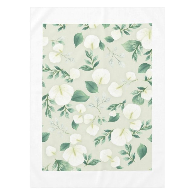 Mantel de mesa de hoja de eucalipto moderno blanco (Anverso)