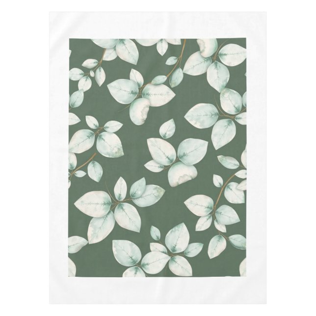 Mantel de mesa de hoja de eucalipto verde moderno (Anverso)
