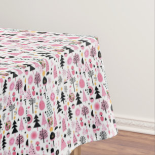 Mantel de mesa de hombre de nieve rosa de Navidad