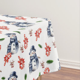 Mantel de mesa de muñeco de nieve de Navidad rojo 