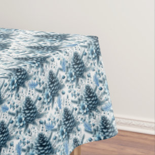 Mantel de mesa de piñones azules de Navidad alegre