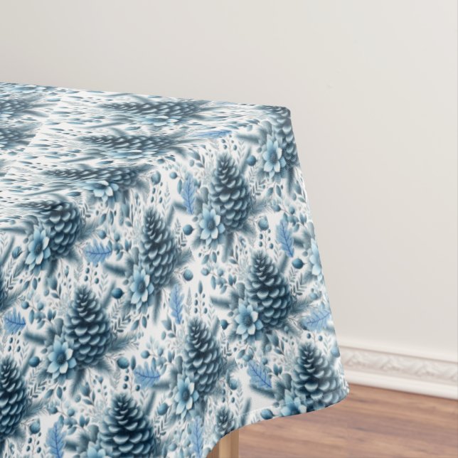 Mantel de mesa de piñones azules de Navidad alegre (In Situ)