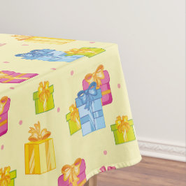 Mantel de mesa de regalos de fiesta amarillo