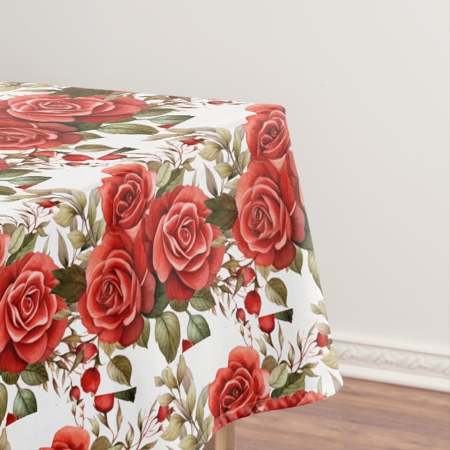 Mantel de Mesa de Rosas Rojas Elegantes (In Situ)