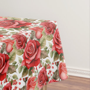 Mantel de Mesa de Rosas Rojas Elegantes
