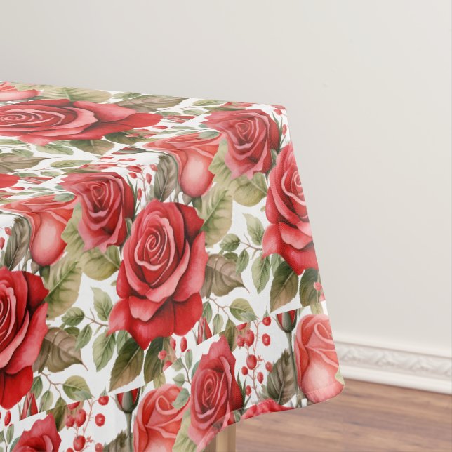 Mantel de Mesa de Rosas Rojas Elegantes (In Situ)
