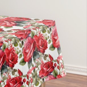 Mantel de Mesa de Rosas Rojas Elegantes