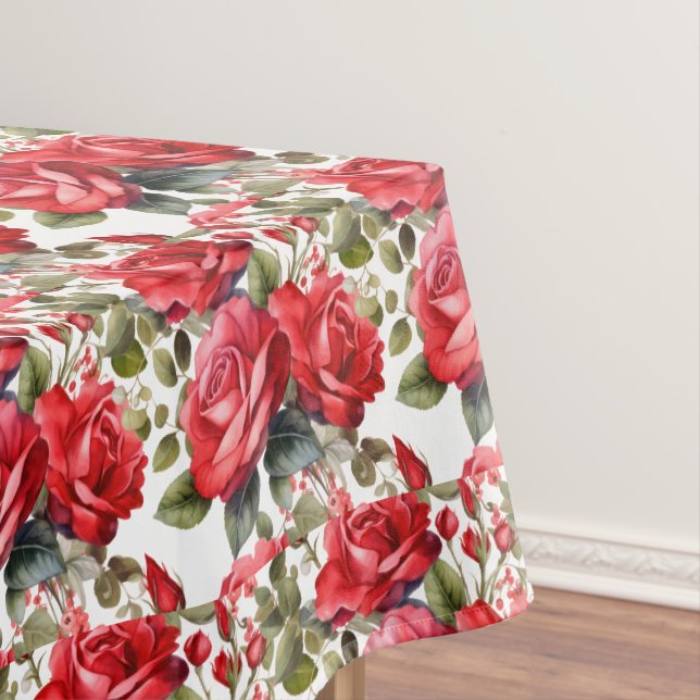 Mantel de Mesa de Rosas Rojas Elegantes (In Situ)