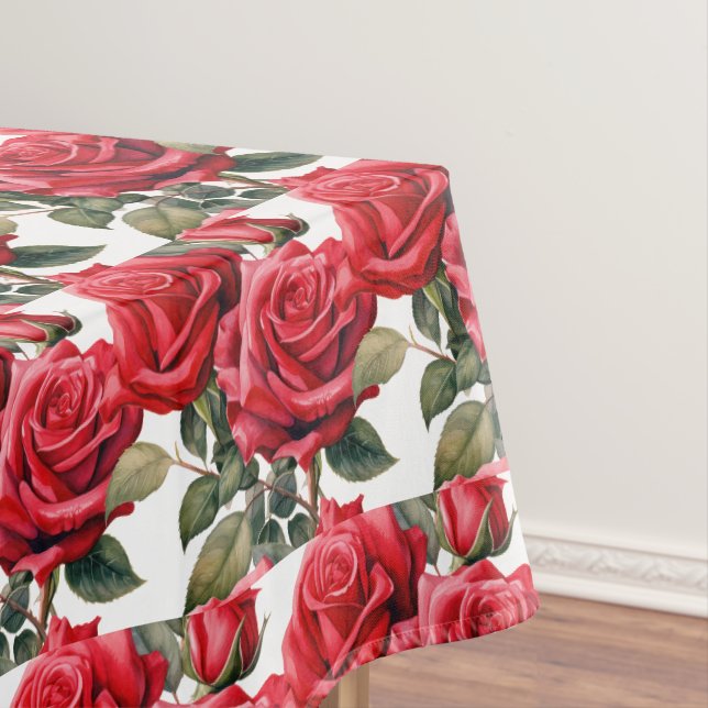 Mantel de Mesa de Rosas Rojas Elegantes (In Situ)