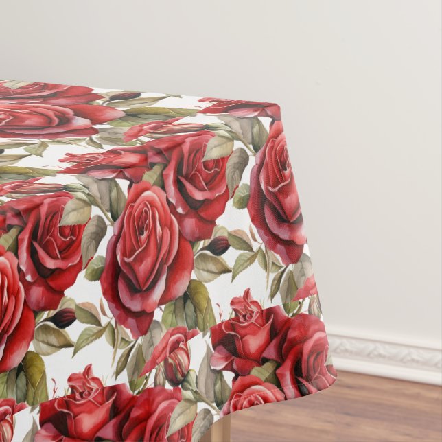 Mantel de Mesa de Rosas Rojas Elegantes (In Situ)