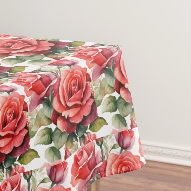 Mantel de Mesa de Rosas Rojas Elegantes (In Situ)