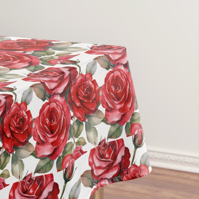 Mantel de Mesa de Rosas Rojas Elegantes (In Situ)