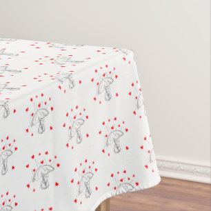 Mantel de mesa de San Valentín Paraguas Corazones