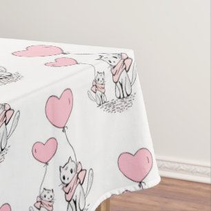Mantel de mesa del día de San Valentín Gato Corazo