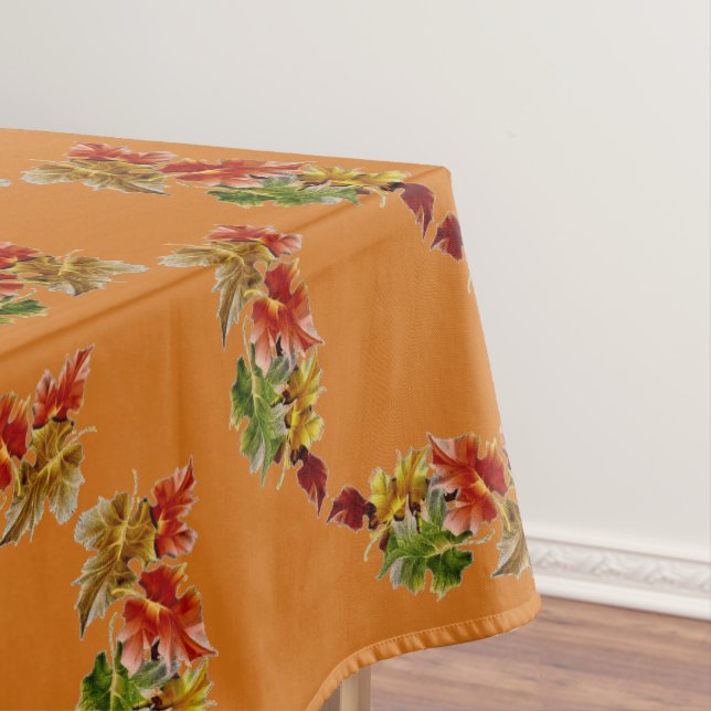 Mantel de mesa naranja con patrón de hojas de otoñ (In Situ)