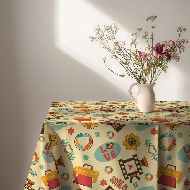 Mantel de mesa Pastel Groove estilo 60 (Pastel Groove Tablecloth 60s Style Dining Flair)