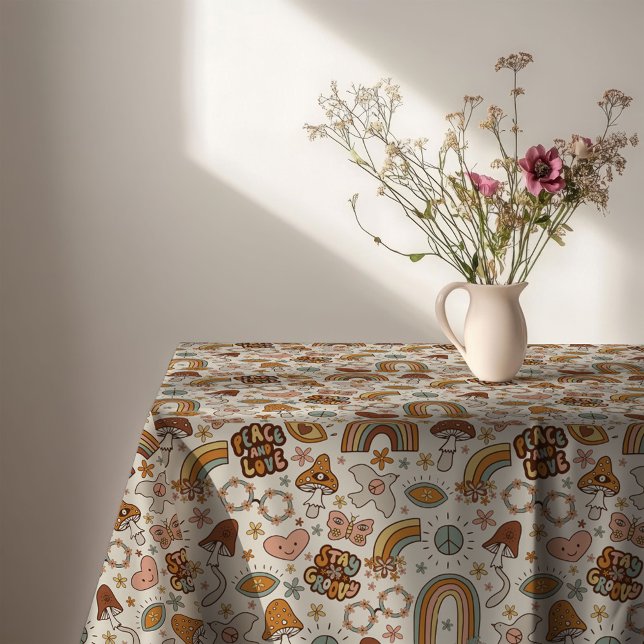 Mantel de mesa pastel groovy acento terracota 60s (Groovy Pastel Tablecloth 60s Terracotta Accent)