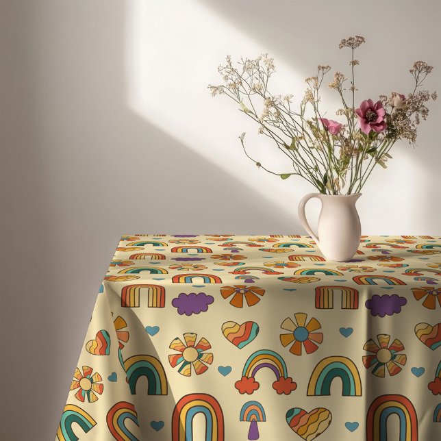 Mantel de mesa remolino funky decoración de comedo (Funky Swirl Tablecloth Groovy 70s Dining Decor)