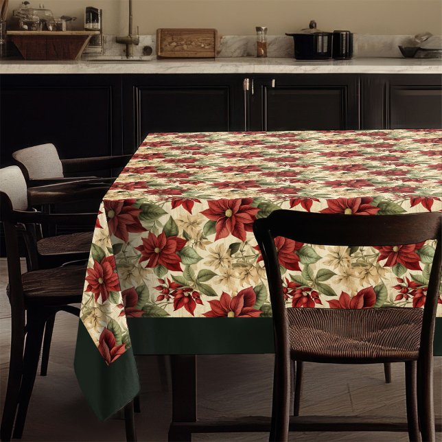 Mantel de mesa rústico de vacaciones con encanto f (Classic Christmas Flowers Tablecloth Cozy Style)