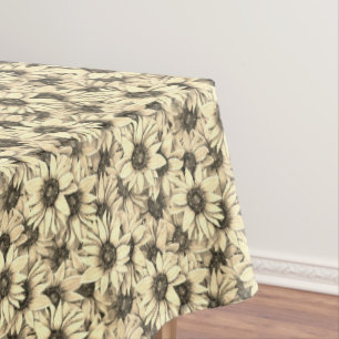 Mantel de mesa tono sepia encanto vintage girasol