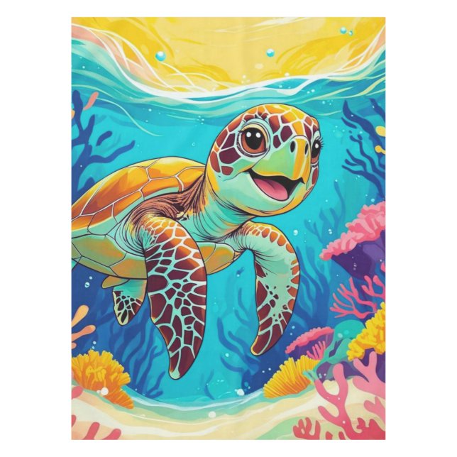 Mantel de mesa tortuga boho australiana | Soleado (Anverso)