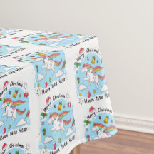 Mantel de mesa unicornio clásico de Navidad
