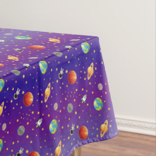 Mantel de Mesa Universo Azul Oscuro con Planetas y