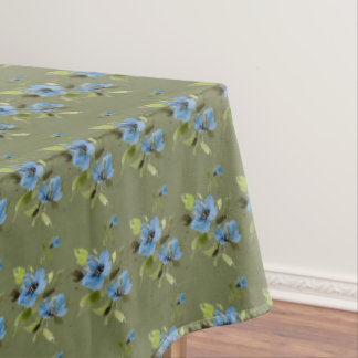 Mantel de mesa verde oliva y azul cosmos etéreo