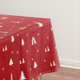 Mantel de Navidad con Árboles y Copos de Nieve