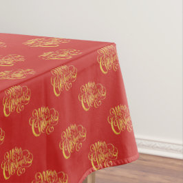Mantel de Navidad con Caligrafía Dorada