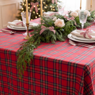 Mantel de Navidad de Cuadro Escocés Rojo Clásico
