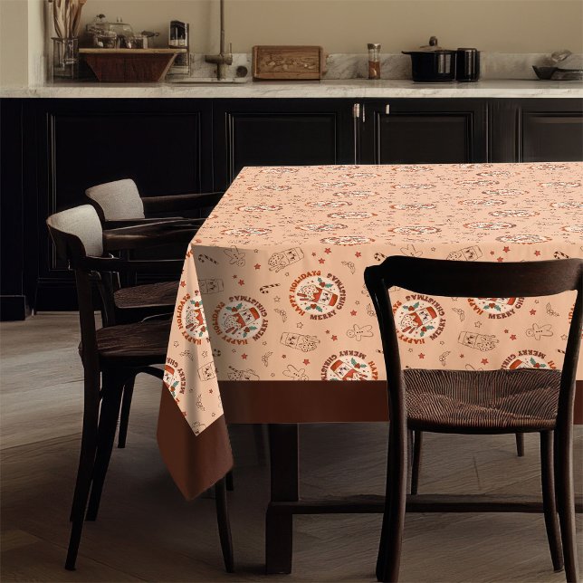 Mantel de Navidad de los 70 con Estilo de Paz y Am (70s Christmas Tablecloth Peace Love Pastel Look)
