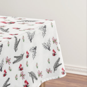 Mantel de Navidad de Pino Cardenal Rojo Clásico 