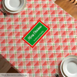 Mantel de Navidad moderno con monograma en cuadros